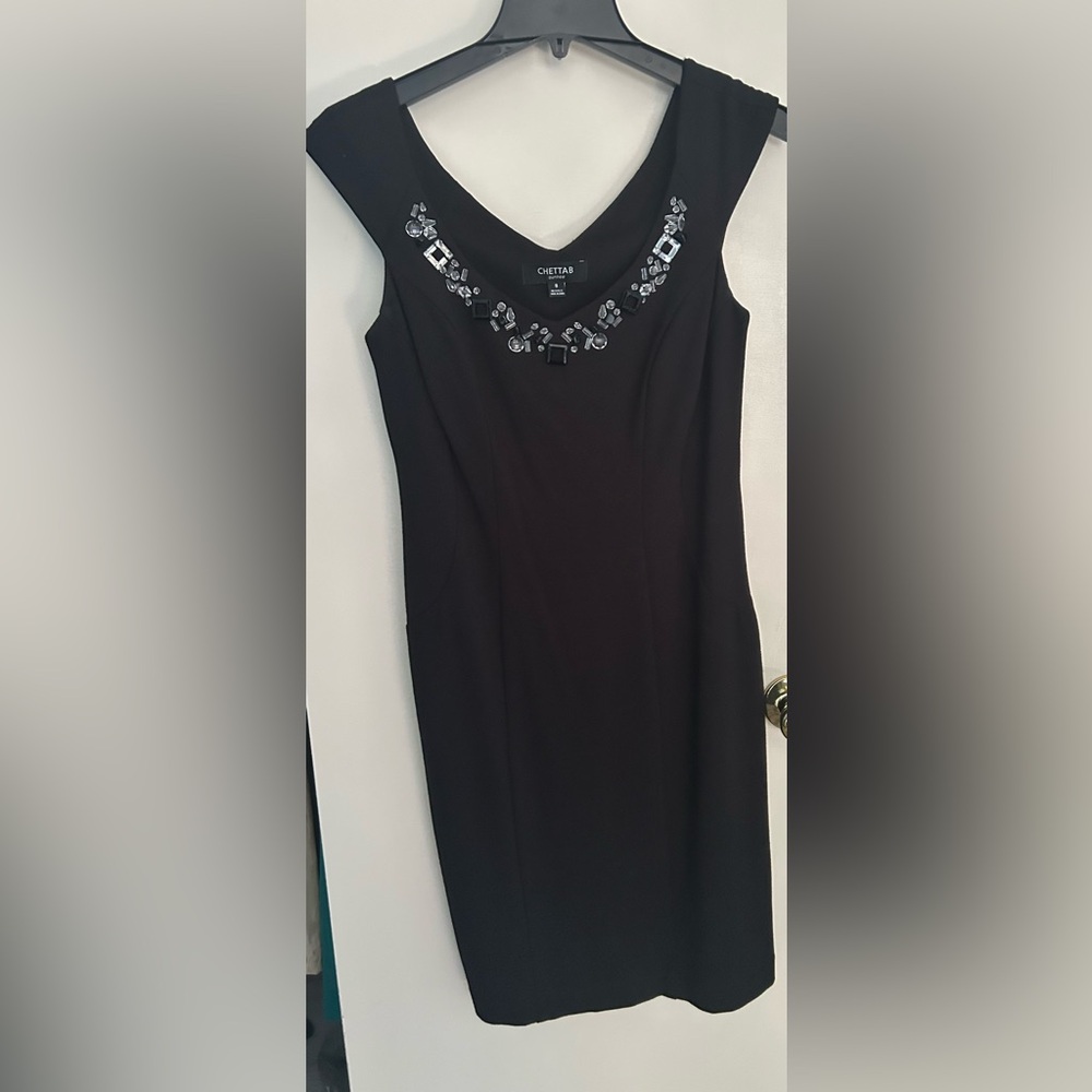 Tahari Classic Black Midi Dress